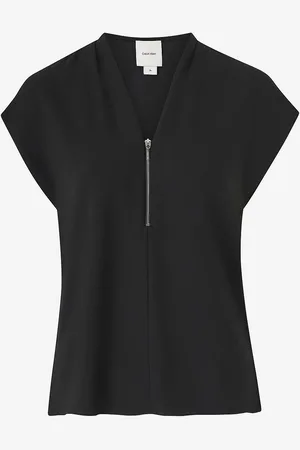 Calvin Klein Topp Heavy Georgette SS Zip Blouse