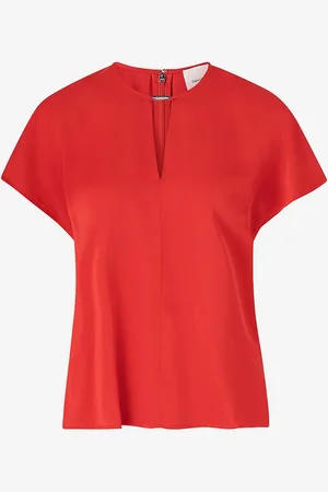 Calvin Klein Topp Drapey Satin SS Metal Blouse