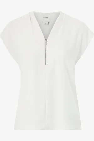 Calvin Klein Topp Heavy Georgette SS Zip Blouse