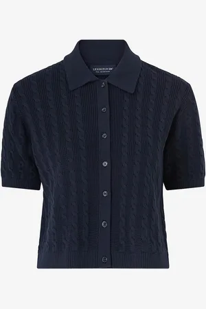 Lexington Kabelstrikket polo cardigan med korte ermer
