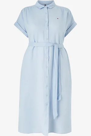 Tommy Hilfiger Kjole i lin Crv Ess LI Belted S/S Midi Dress