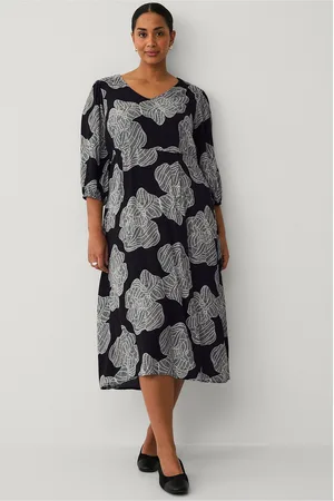 Zizzi Kjole vBella 3/4 Midi Dress
