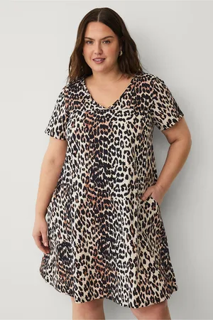 Zizzi Kjole jEasy S/S Aop Abk A-shape