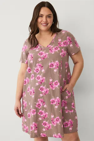 Zizzi Kjole jEasy S/S Aop Abk A-shape
