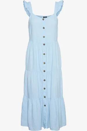 VERO MODA Kjole i lin vmLinn SL Calf Button Dress