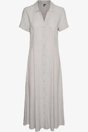VERO MODA Skjortekjole vmLinn SS 7/8 Volume Dress Wvn