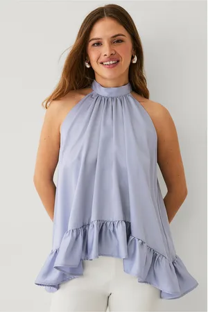 ELLOS Ermeløs bluse med frills