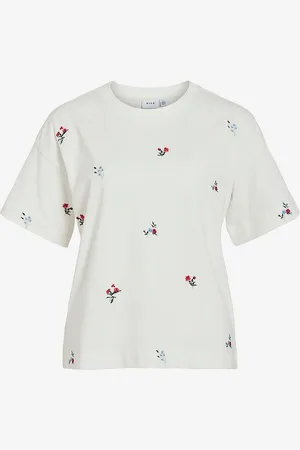 VILA Topp viMonie Flower Emb S/S O-neck