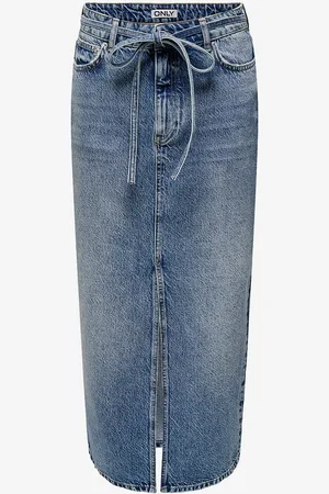 ONLY Denim skjørt carGianna Belted Midi Skirt Dot Dnm