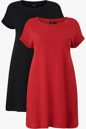 Zizzi T-shirtkjole mBrynn S/S Dress Aop 2-pakning