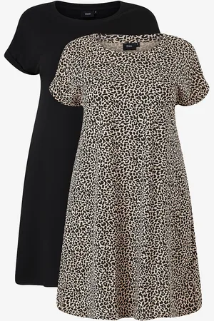 Zizzi T-shirtkjole mBrynn S/S Dress Aop 2-pakning