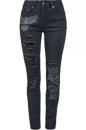 Rock Rebel Jeans - Skarlett - Jeans med Print og Fleng - W26L32 til W31L34 - Damer