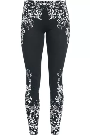EMP Leggings - Black leggings with detailed print - S til 3XL - Damer