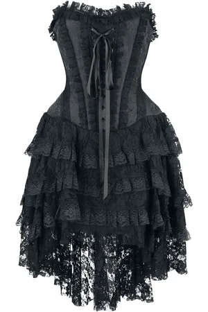 Gothicana Goth Kort kjole - Gotisk Kjole med Korsett og Kort-Front Skjørt - M til XXL - Damer