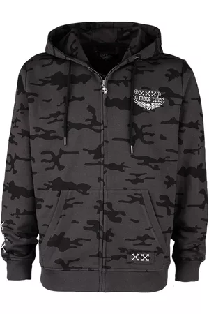 Rock Rebel Hettejakke - Kamuflasje hoodie med glidelås og stort ryggprint - S til M - Herrer