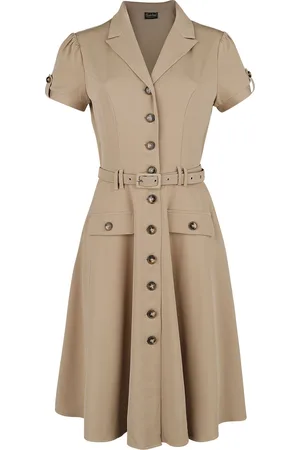 Voodoo Vixen Rockabilly Middellang kjole - Ida Safari Flare Dress - XS til 4XL - Damer