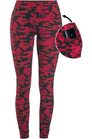Rock Rebel Leggings - Røde Camo Leggings med Sidelommer - XS til 5XL - Damer