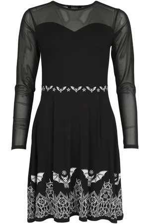 Gothicana Goth Kort kjole - Mesh kjole med flaggermus - S til XL - Damer