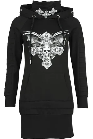 Gothicana Goth Kort kjole - Gothicana X Anne Stokes hoodie kjole - S - Damer