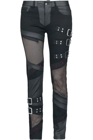 Gothicana Goth Jeans - Jeans with Mesh Details - W27L30 til W31L32 - Damer