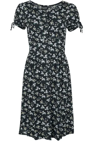 Voodoo Vixen Rockabilly Middellang kjole - Ditsy Floral Tie Sleeve Dress - XS til 3XL - Damer
