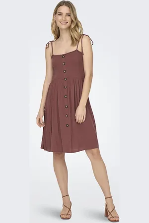 ONLY Kort kjole - Onlannika S/L Smock Dress WVN NOOS - 34 - Damer