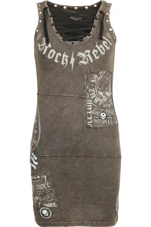 Rock Rebel Kort kjole - Snørehullkjole med sylapper - S til XL - Damer