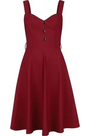 Voodoo Vixen Rockabilly Middellang kjole - Heart Nuckle Flare Dress - XS til 4XL - Damer