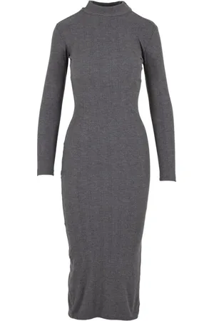 Urban classics Middellang kjole - Rib Langermet Mockneck Kjole for Kvinner - M - Damer