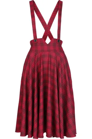 Voodoo Vixen Rockabilly Middellangt skjørt - Plaid Removable Suspender Flare Skirt - XS til M - Damer
