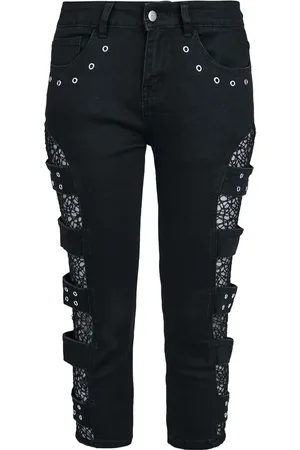 Gothicana Goth Shorts - Capri Shorts With Mesh Details - 28 til 31 - Damer