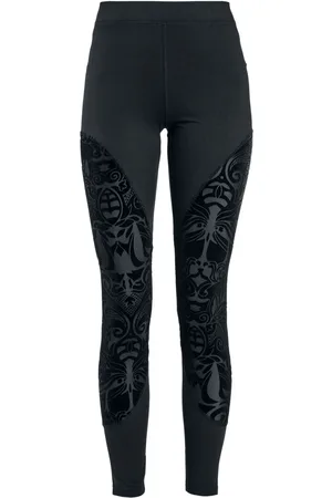 Gothicana Goth Leggings - Leggings med semi-gjennomsiktig insert og flock print - S til 5XL - Damer