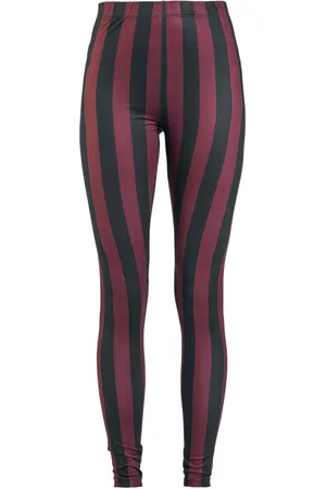 Gothicana Goth Leggings - Svart/Rød Stripete Leggings - S til 5XL - Damer