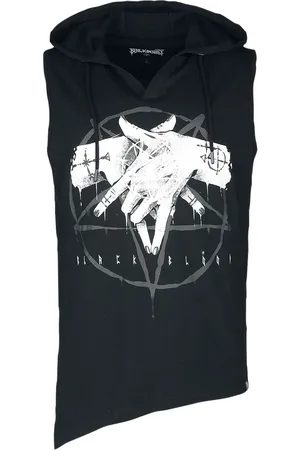 EMP Goth Tanktopp - Topp med print, hette og asymmetrisk bunn - XS til XXL - Herrer
