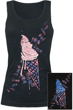 Full Volume Topp - Tank topp med sequins og print - S til M - Damer