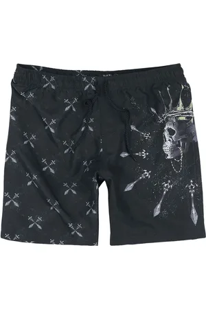 Rock Rebel Badeshorts - svømmeshorts med hodeskalle konge og sverd - S til XXL - Herrer