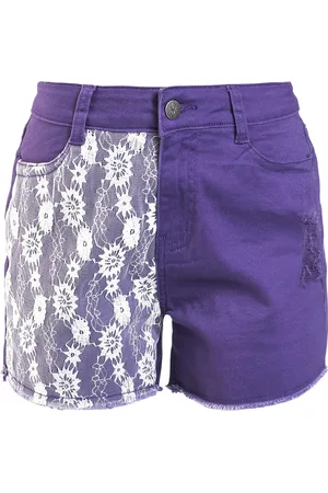 Gothicana Goth Hot pants - Shorts med Blondedetaljer - 26 til 29 - Damer