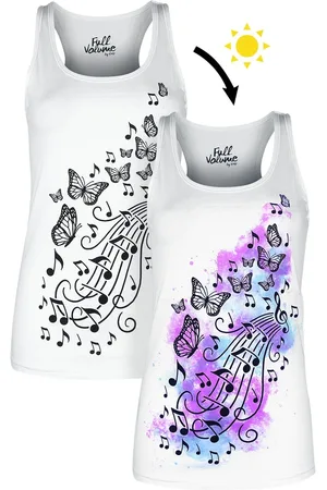 Full Volume Topp - Tank topp med sommerfugler og musikknoter - S til 4XL - Damer