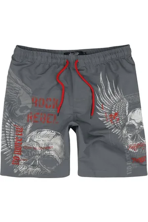 Rock Rebel Badeshorts - Swim Shorts with Skull Print - S til M - Herrer
