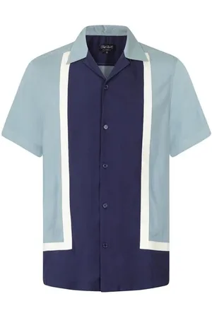 Chet Rock Rockabilly Kortermet skjorte - Walter Contrast Panel Bowling-skjorte - S til XXL - Herrer
