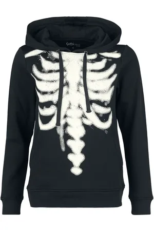 Gothicana Goth Hettegenser - Hoodie med ribbein print - S til XL - Damer