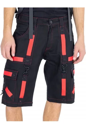Poizen Industries Goth Shorts - MEMPHIS SHORTS FOR MENN SVART/RØD - 30 til 36 - Herrer