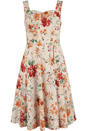 H&R London Rockabilly Middellang kjole - Ariana Floral Swing Dress - XS til 4XL - Damer