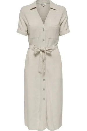 ONLY Middellang kjole - ONLSIESTA SS LIN BL SHIRT DRESS PNT NOOS - XS til XL - Damer
