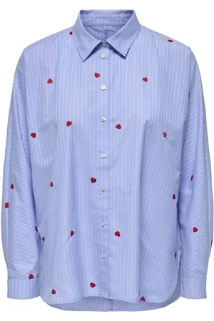ONLY Langermet skjorte - ONLNEW LINA GRACE LS STRIPE EMB SHIRT - XS til XL - Damer