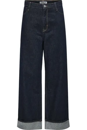 ONLY Jeans - ONLHOPE HW WIDE FOLD UP RINSE DNM CRO - W26L32 til W31L32 - Damer