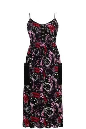 Hell Bunny Lang kjole - x Smiley Originals Riot Dress - XS til 4XL - Damer