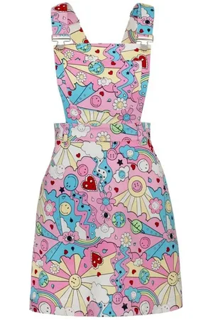 Hell Bunny Kort kjole - x Smiley Originals Loulou Pinafore Dress - XS til 4XL - Damer
