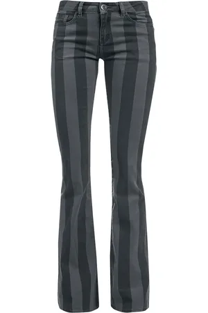 Gothicana Goth Tøybukse - Grace - Black/Grey Striped Trousers - W27L30 til W31L34 - Damer