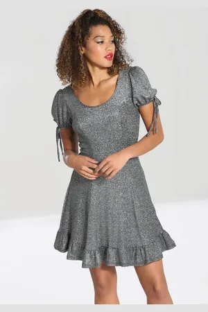 Hell Bunny Kort kjole - Haze Mini Dress Silver - M - Damer